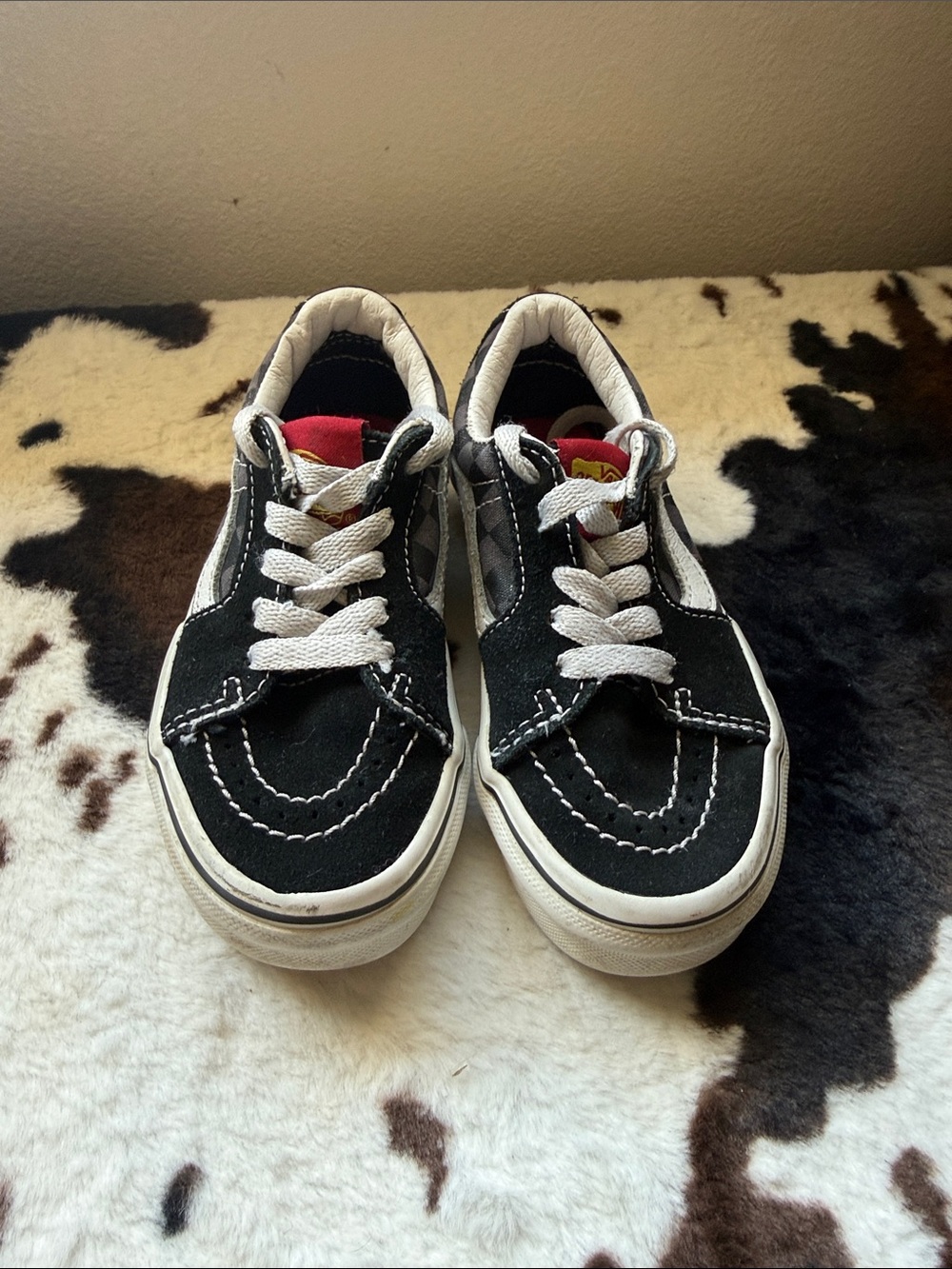 Vans Kids Black Checkered Low Top Sneakers